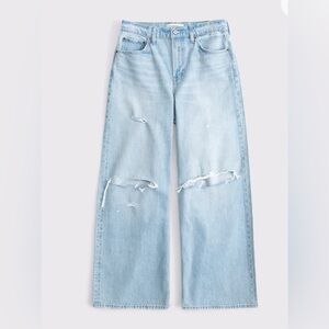 Abercrombie & Fitch Light Blue High-Rise Wide Leg Jeans 26 extra long inseam